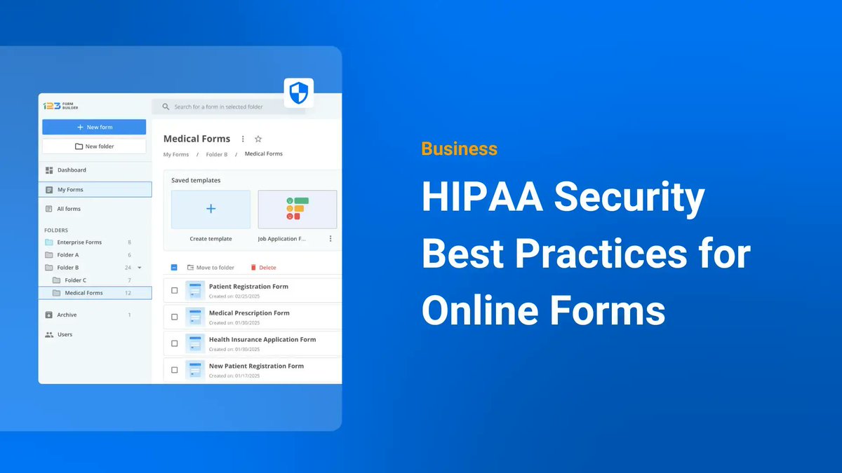 🔒 Is your organization collecting sensitive health data online? Make sure you're not putting your patients, or your business, at risk.

Let's break down HIPAA-compliant security best practices for online forms. 

Read more 👇

123formbuilder.com/blog/hipaa-sec…

#HIPAA #DataSecurity
