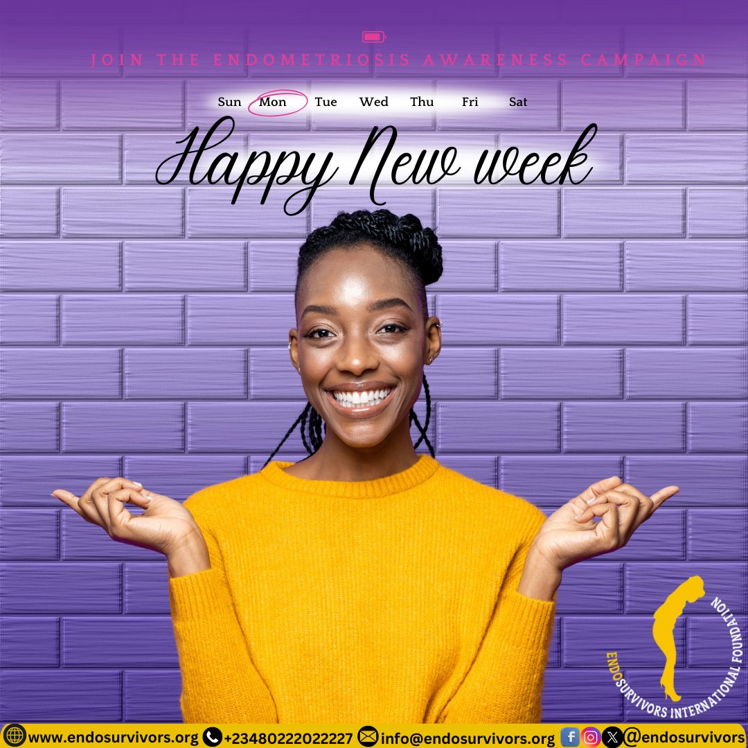 EndoSurvivors's tweet photo. Happy New Week to everyone raising awareness and working hard to improve the lives of girls/women living with #endometriosis.
Together we will #endthesilence #EndTheStigma #endthepain #endthedelay #endendo💪
‐---------------------------
#endosurvivors #endometriosisnigeria https://t.co/4femAUAKHL