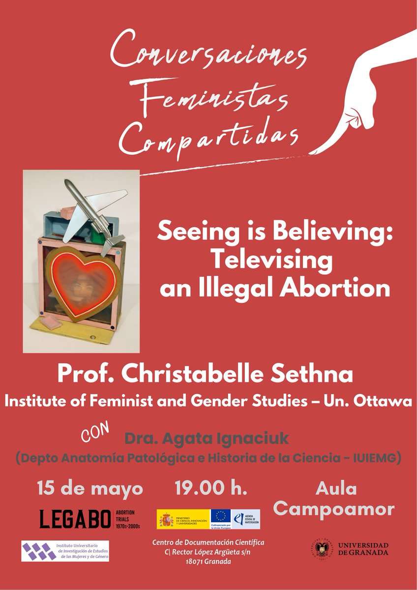 U^CHASS (@uchass_ugr) on Twitter photo El 15 de mayo, nuestra compañera Ágata estará en el Instituto de la Mujer de <a href="/CanalUGR/">Universidad Granada</a> junto a Christabelle Sethna (<a href="/femuottawa/">Institute of Feminist and Gender Studies - uOttawa</a>) en un coloquio sobre la televisación del aborto ilegal, dentro del plan nacional #LEGABO. ¡No te lo pierdas! El 15 de mayo, nuestra compañera Ágata estará en el Instituto de la Mujer de <a href="/CanalUGR/">Universidad Granada</a> junto a Christabelle Sethna (<a href="/femuottawa/">Institute of Feminist and Gender Studies - uOttawa</a>) en un coloquio sobre la televisación del aborto ilegal, dentro del plan nacional #LEGABO. ¡No te lo pierdas!