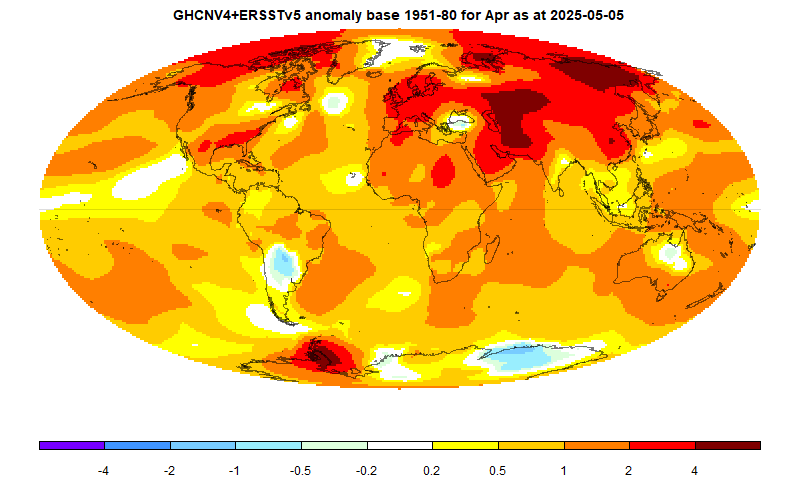 moyhu: April global surface TempLS down 0.076°C from March. 
Second warmest April in the record, after 2024.
moyhu.blogspot.com/2025/05/april-… via <a href="/nstokesvic/">Nick Stokes</a>