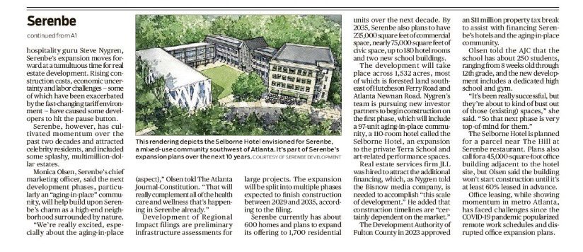 Zachary Hansen (@zach_ehansen) on Twitter photo Serenbe, the nature-infused luxury enclave southwest of Atlanta, is planning its next phases that combined could bring some $1.7 billion in new development to the community.
More on A1 in today’s <a href="/ajc/">Atlanta Journal-Constitution</a>. Serenbe, the nature-infused luxury enclave southwest of Atlanta, is planning its next phases that combined could bring some $1.7 billion in new development to the community.
More on A1 in today’s <a href="/ajc/">Atlanta Journal-Constitution</a>.