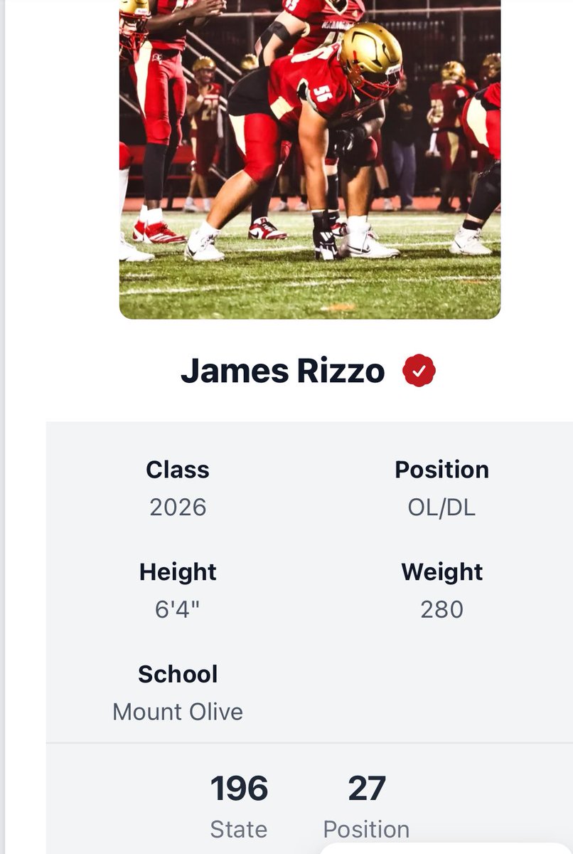 Humbled and thankful to be ranked #27 among NJ offensive linemen by <a href="/PrepRedzone/">Prep Redzone 🏈</a>