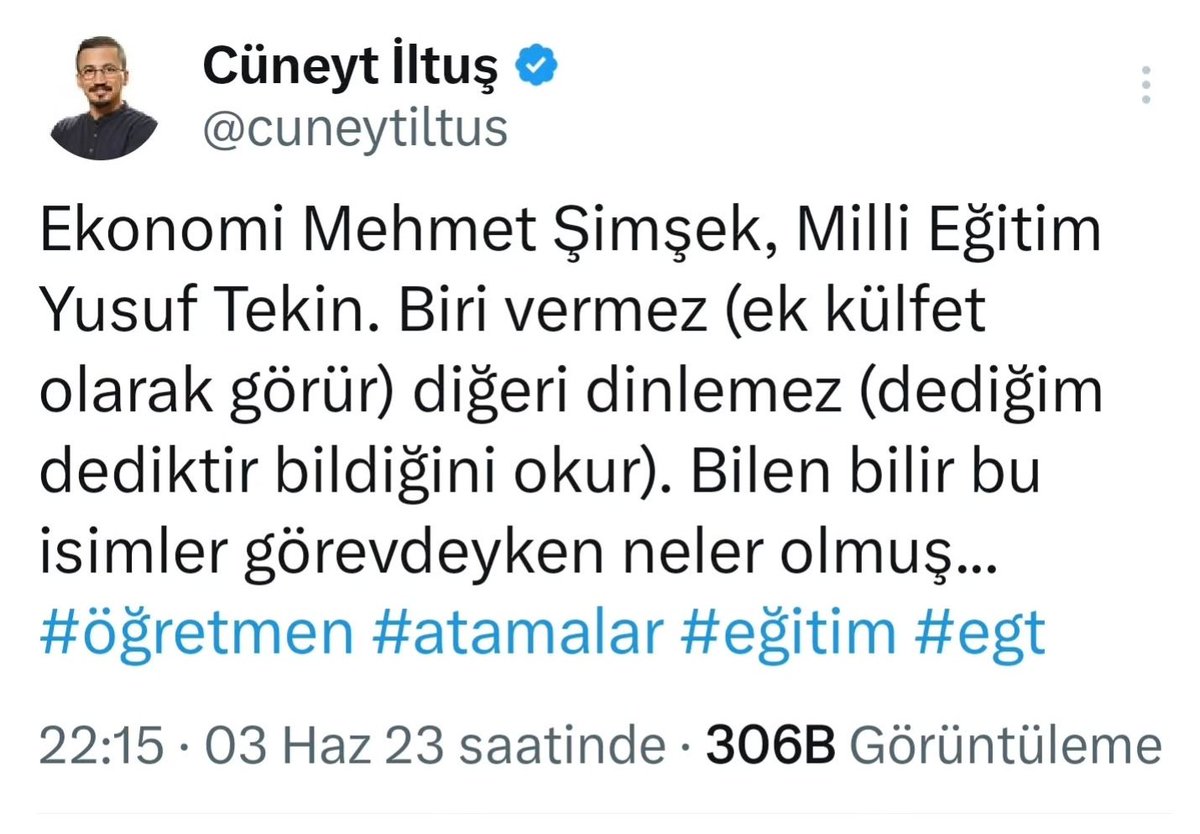 Tarih 3 Haziran 2023. 
Bakan isimleri açıklandığında bu uyarıyı yapmıştım. O günlerde beni “moral bozmakla” suçlayan öğretmenler ve KPSS hocaları oldu. Keşke haksız çıksaydım… Ama ne yazık ki 10-15 bin kontenjanla, mülakat tiyatrosuyla öğretmenlere mağduriyetler yazıldı.