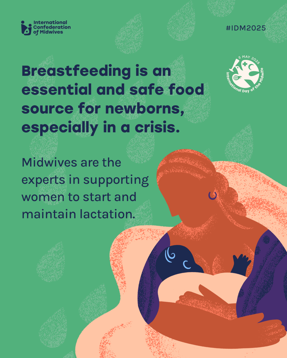 In crises, breastfeeding provides newborns with safe, clean, and 
reliable nutrition - essential for growth and survival. Including midwives in crisis response plans protects mothers and babies. #IDM2025

🔗 idm2025.internationalmidwives.org