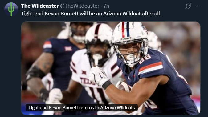 Rich Carrillo (@richcarrillo6) on Twitter photo When announced, many of Tucson's podcast pinheads began their typical gaslighting about what a great NFL prospect he is. Pathetic! Played in 75% of UA's '24 games. 18 catches/217 yds. Soft. Injured all the time. UA's program is lame <a href="/Chiefzona1472/">Chief</a> <a href="/ASURoseBowl/">Sun Devil Enjoyer</a> <a href="/GlenNaguns50991/">Glen Nagunst</a> When announced, many of Tucson's podcast pinheads began their typical gaslighting about what a great NFL prospect he is. Pathetic! Played in 75% of UA's '24 games. 18 catches/217 yds. Soft. Injured all the time. UA's program is lame <a href="/Chiefzona1472/">Chief</a> <a href="/ASURoseBowl/">Sun Devil Enjoyer</a> <a href="/GlenNaguns50991/">Glen Nagunst</a>