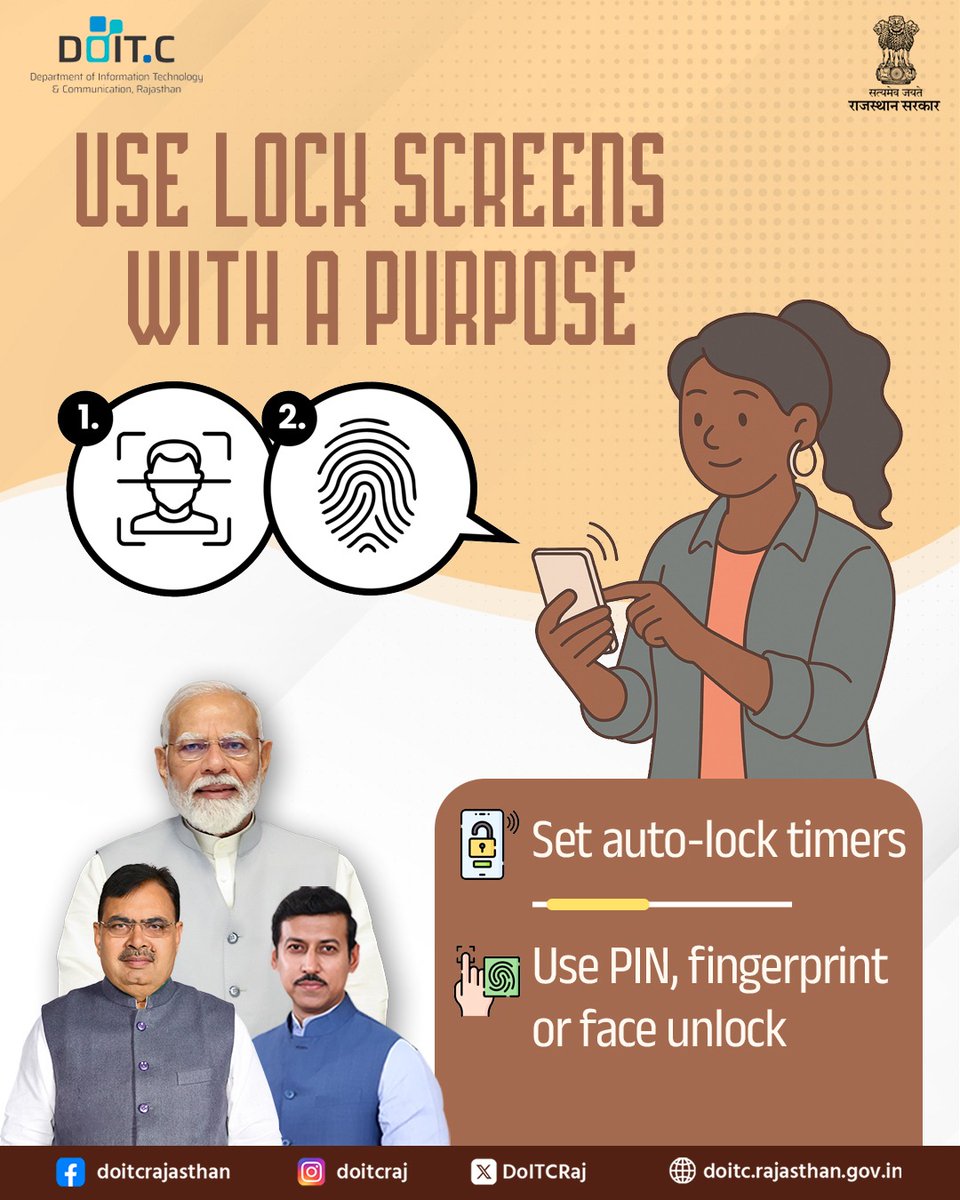 DoITCRaj's tweet image. Leaving your device unattended, even for a minute, can be risky.
Use strong lock settings to protect your digital life.
#LockItUp #DeviceSecurity #DOITC