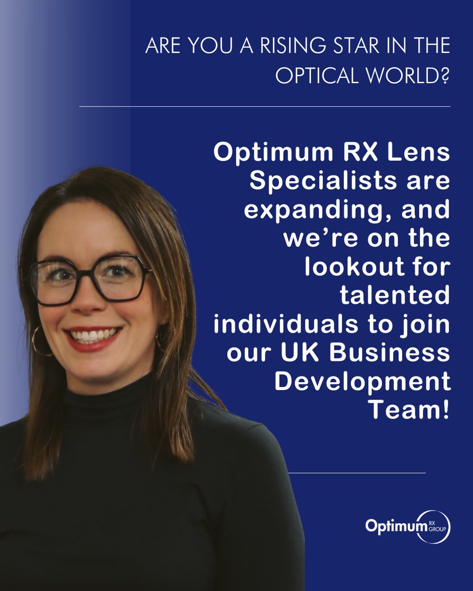 Optimum RX Lens Specialists are expanding, and we’re on the lookout for talented individuals to join our UK Business Development Team!
Please contact me directly katec@optimumrxlens.co.uk
#OptimumRxLens #JoinOurTeam #OpticalCareers