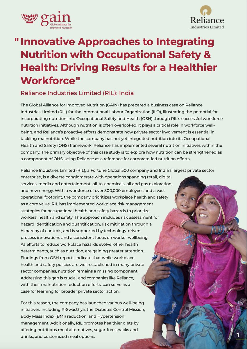 How can #nutrition drive workforce well-being and safety?
At Reliance Industries Limited, employee #health goes far beyond occupational safety protocols—it includes comprehensive nutrition and well-being initiatives that are shaping a #healthier, more resilient workforce.

From