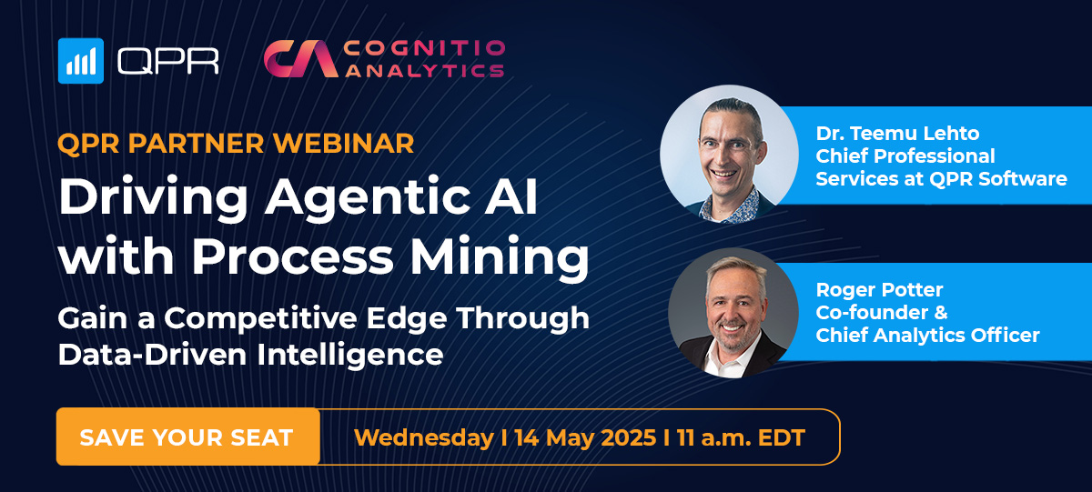 🚀 How do you make AI agents truly effective?
Join our partner webinar with Cognitio Analytics: Driving Agentic AI with Process Mining

📅 May 14, 11 AM EDT
🎙️ With Teemu Lehto &amp; Roger Potter
🔗 Learn more &amp; Sign up: hubs.la/Q03l0rhJ0

#AI #ProcessMining