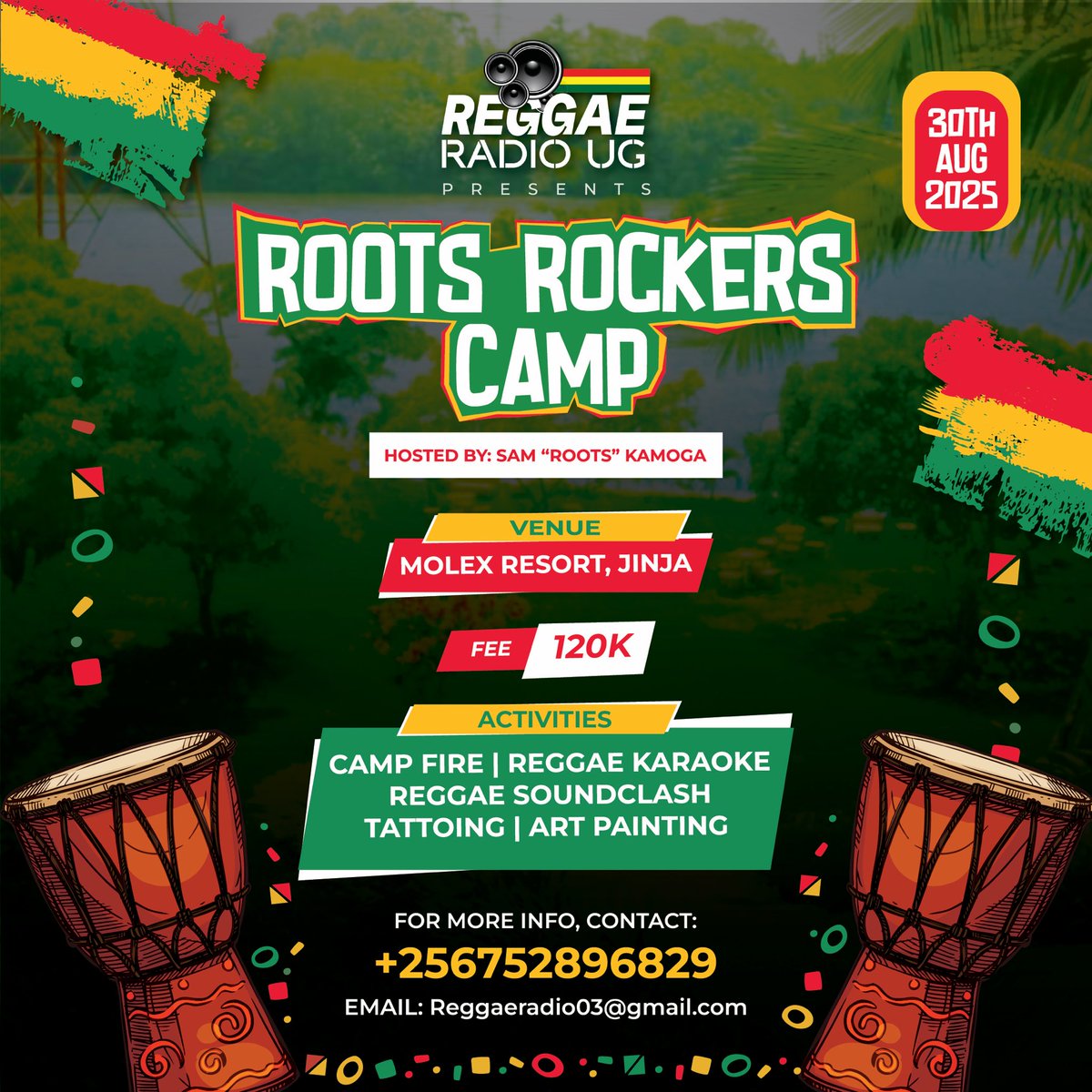 sam_kamoga's tweet image. Reggae Radio Roots Rockers Camp 3rd Edition whilst we celebrate 5 years of @RRUG_1
📍Molex Resort Jinja
30/8/25
Fee: 120k, Caters for a camping tent, transportation to Jinja, Entrance to the Event
Performers will be announced in June.
See you there
#ReggaeRadioRootsRockers Camp