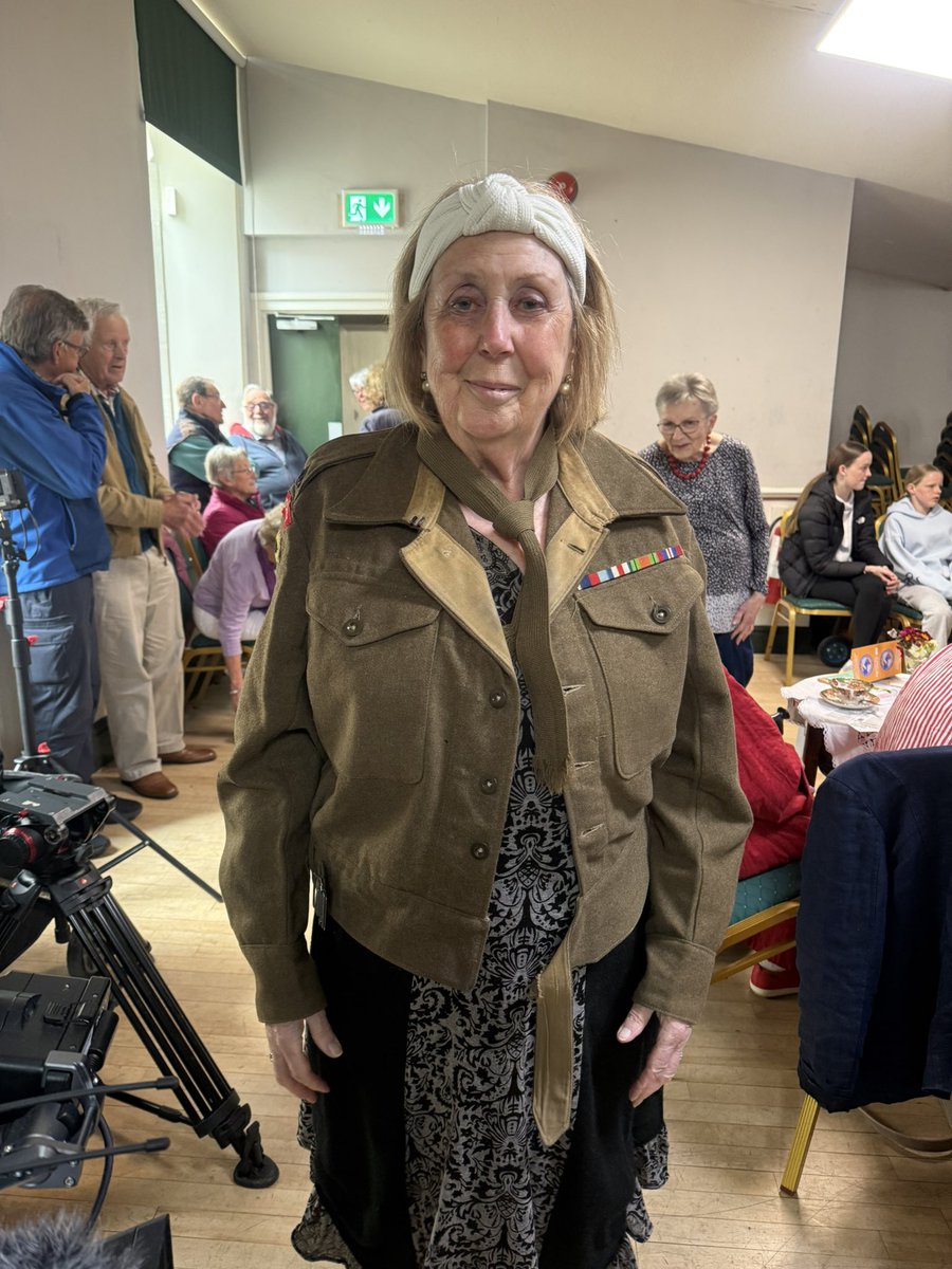 We’re in Llangollen today, marking 80 years since VE Day.

This is Andrea Matthews. She’s wearing the jacket her father - Douglas Gooderidge - wore as part of his uniform when he landed on Gold Beach on D Day. She told me how proud she is wearing it today. Incredibly special.