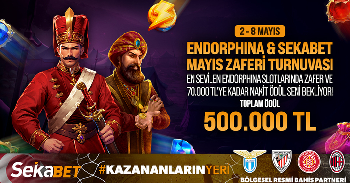 💸 ENDORPHINA &amp; SEKABET MAYIS ZAFERİ TURNUVASI YAZ NEŞESİNİ SICACIK KAZANÇLARLA YÜKSELTİYOR! 💸

💰 70.000 TL’ye kadar nakit ödül kazanma şansı seni bekliyor!
🏆 Toplam ödül: 500.000 TL
🗓 2 - 8 Mayıs

👉 Hemen turnuvaya katıl t2m.io/sekabtw724

#KazananlarınYeri