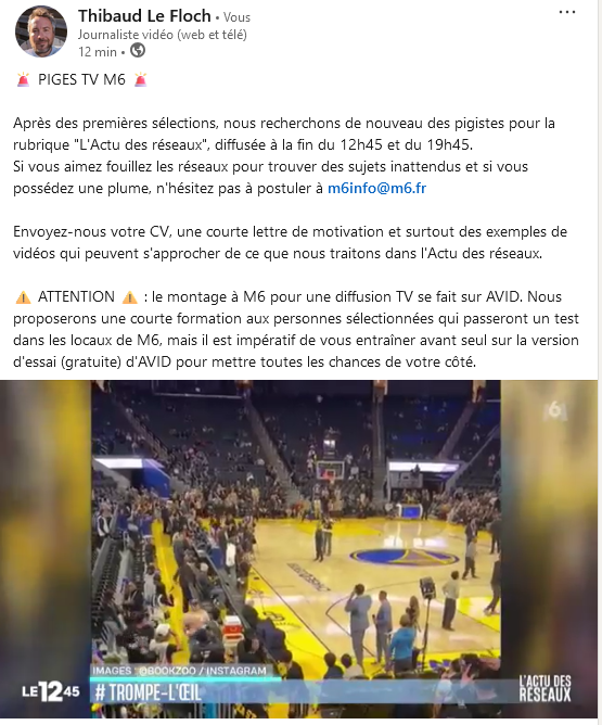 🚨PIGES🚨
Nous recherchons de nouveau des pigistes pour l'Actu des réseaux de M6👇