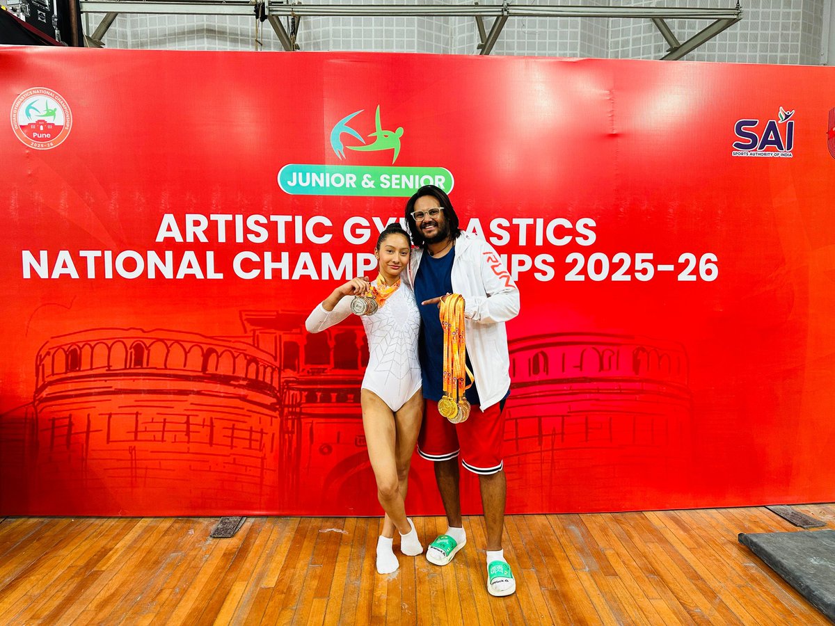 kheloindia's tweet photo. Young, fearless, and phenomenal!
#NCOE IGSC gymnast Sneha Tariyal, the youngest competitor at the Senior National Championships in Pune, dazzled with a hat-trick performance - clinching the All Around Best Gymnast title along with 2 individual silver medals in the Uneven Bars and Floor Exercise!
Training under Olympian coach Lakhan Sharma at SAI NCOE IGSC, Sneha is truly a star in the making!
@mansukhmandviya @khadseraksha
