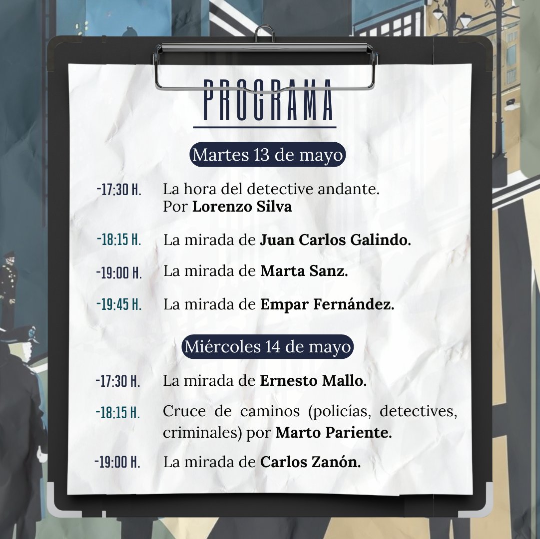 🟢 La hora del detective (Ciclo sobre novela negra en español)
📅 13 y 14 de mayo de 2025
📌 Aula 10
🏛️ UNED Melilla