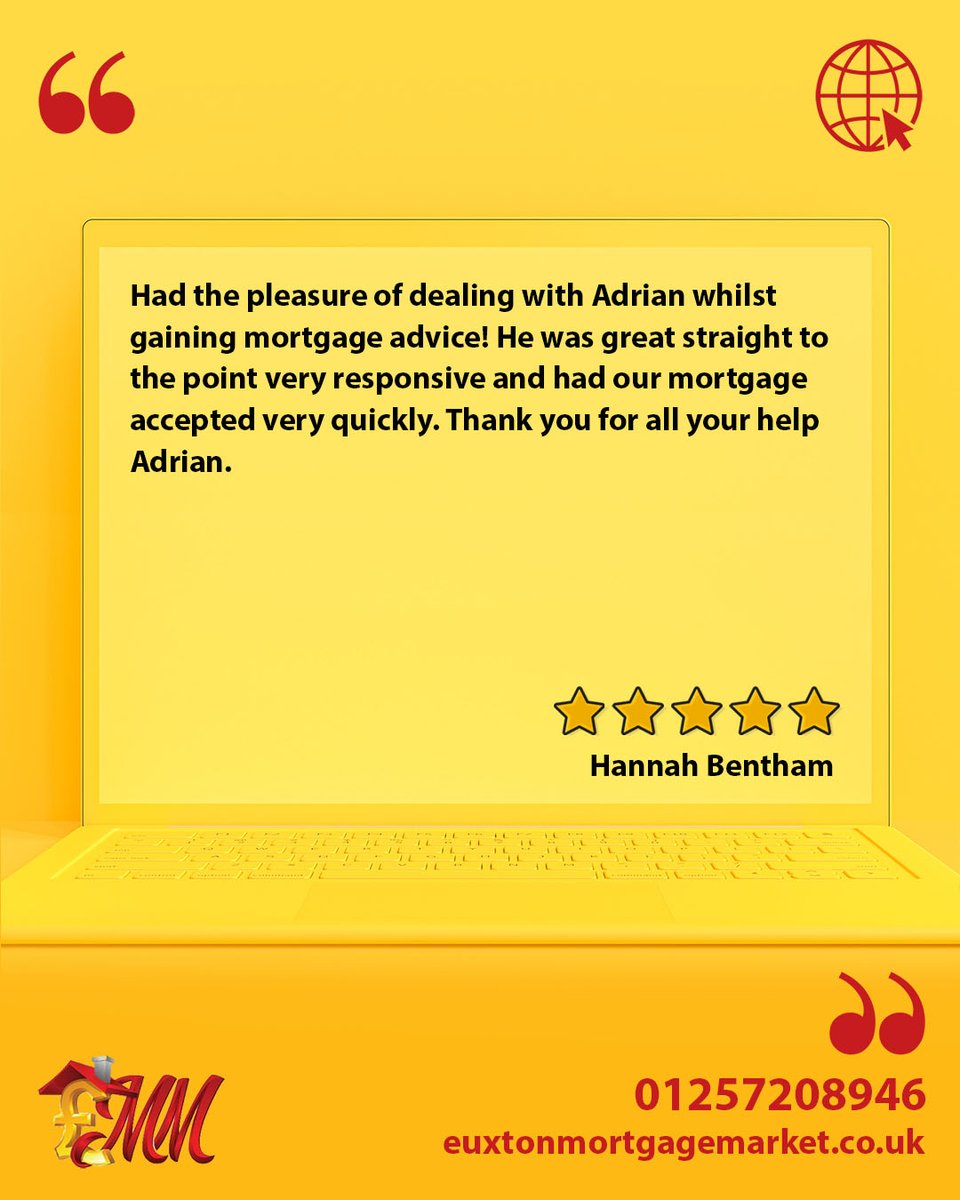 Congratulations on your new mortgage Hannah, and thank you for such a lovely Google Review, Adrian was glad he could help #mortgages #mortgagemarket #euxtonmortgagemarket