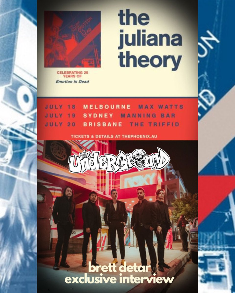The Underground (@undergroundaust) on Twitter photo .<a href="/brettdetar/">Brett Detar</a> of The Juliana Theory drops by to discuss their upcoming Australian tour, scoring movies, Y2K survival kits and much more ⤵️
youtube.com/@theundergroun…
Don’t miss their Australian tour also featuring <a href="/thespillcanvas/">The Spill Canvas</a> all with thanks to <a href="/ThePhoenixDotAU/">ThePhoenix.AU</a> ‼️ .<a href="/brettdetar/">Brett Detar</a> of The Juliana Theory drops by to discuss their upcoming Australian tour, scoring movies, Y2K survival kits and much more ⤵️
youtube.com/@theundergroun…
Don’t miss their Australian tour also featuring <a href="/thespillcanvas/">The Spill Canvas</a> all with thanks to <a href="/ThePhoenixDotAU/">ThePhoenix.AU</a> ‼️