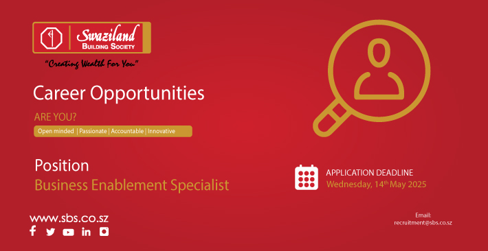 SBSswaziland's tweet image. Career Opportunity.

Click link below for full job details.

sbs.co.sz/business-enabl…

Deadline: Wednesday, 14 May 2025

#CreatingWealthForYou #CareerOpportunity