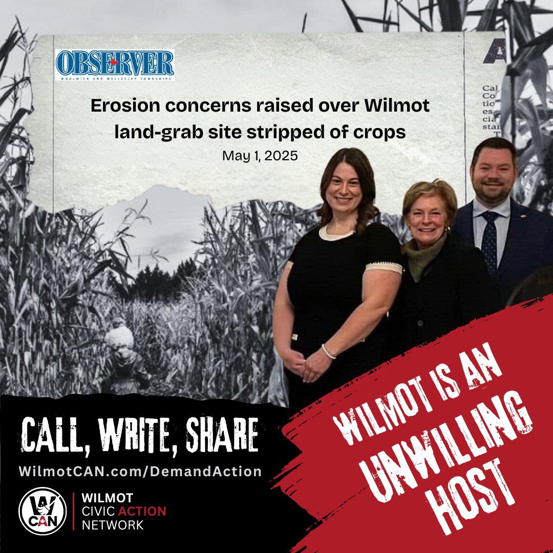WilmotCAN (@wilmot_can) on Twitter photo "Soil can be a very valuable resource, but if it enters the watercourse, it becomes a contaminant," said <a href="/AnneLoeffler8/">Anne Loeffler</a> in the <a href="/woolwichnews/">THE OBSERVER</a>.
observerxtra.com/erosion-concer…
#FightForFarmland
#WilmotLandGrab
#StandYourGround "Soil can be a very valuable resource, but if it enters the watercourse, it becomes a contaminant," said <a href="/AnneLoeffler8/">Anne Loeffler</a> in the <a href="/woolwichnews/">THE OBSERVER</a>.
observerxtra.com/erosion-concer…
#FightForFarmland
#WilmotLandGrab
#StandYourGround