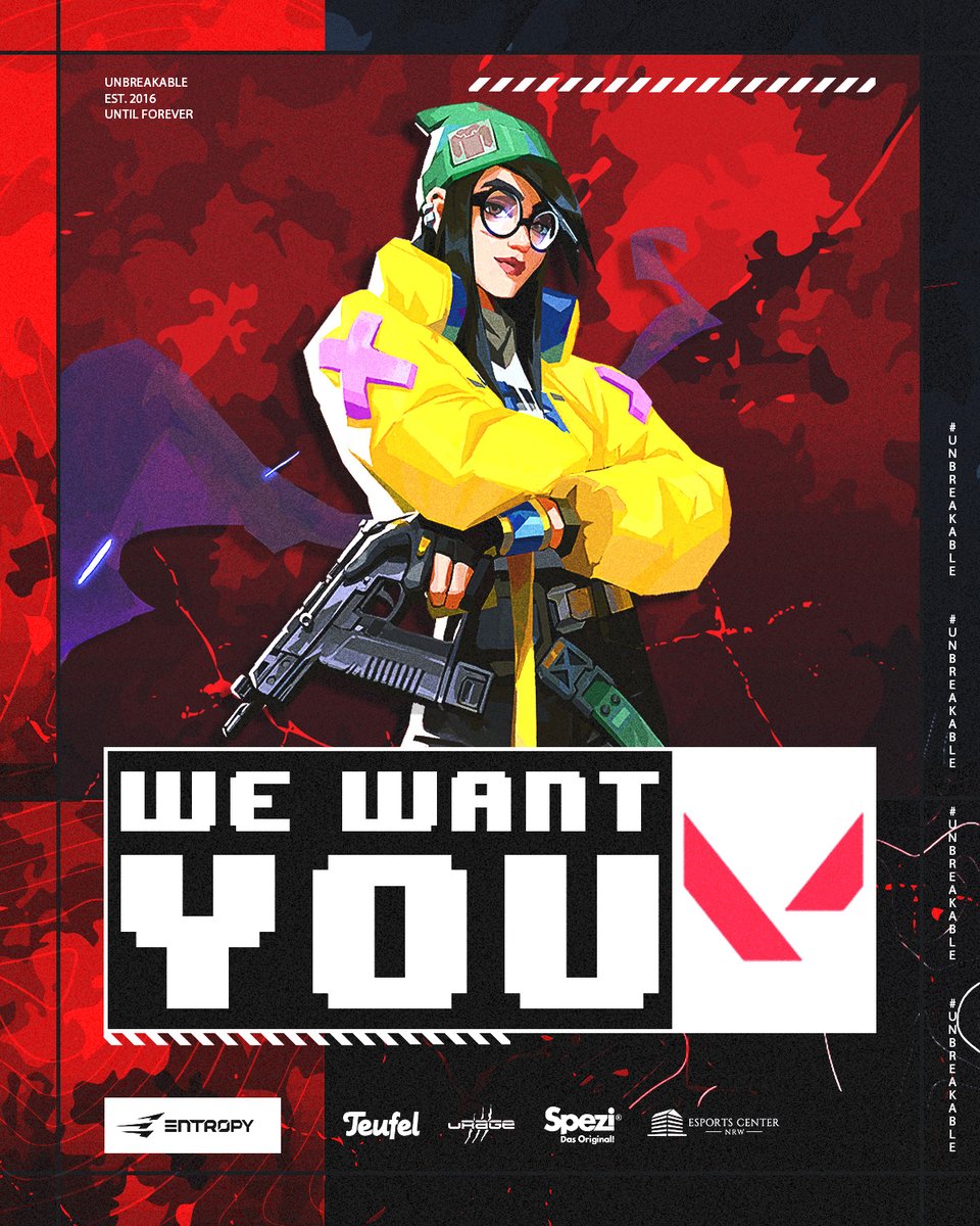 Wir suchen Verstärkung! Für unser #Valorant-Team benötigen wir noch einen Duelist und einen Sentinel! Du willst Teil eines freundlichen Teams sein und hast Bock mehr zu erreichen? Hier ist deine Chance! 📌

⬇️ Du bist #Valorant-Spieler und:
🔴 Duelist oder Sentinel
⚫️ Kritikfähig