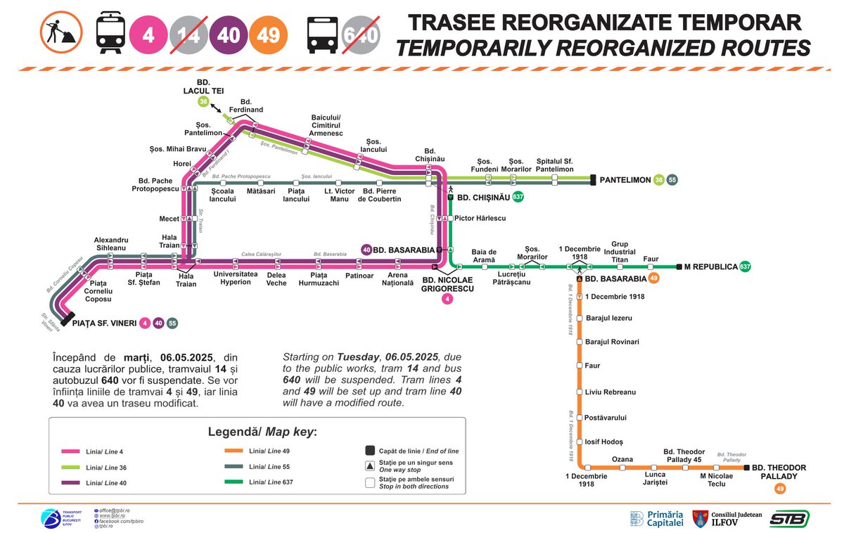 ro_tpbi's tweet photo. TPBI reorganizează liniile de tramvai în zona bulevardelor Basarabia-Chișinău: apar liniile 4 și 49, linia 40 este reconfigurată, iar liniile 14 și 640 sunt suspendate
Detalii, aici: https://t.co/IPyIq90edU
#news #tpbi #transport #Bucuresti #Bucharest https://t.co/XH2JAcM3TP