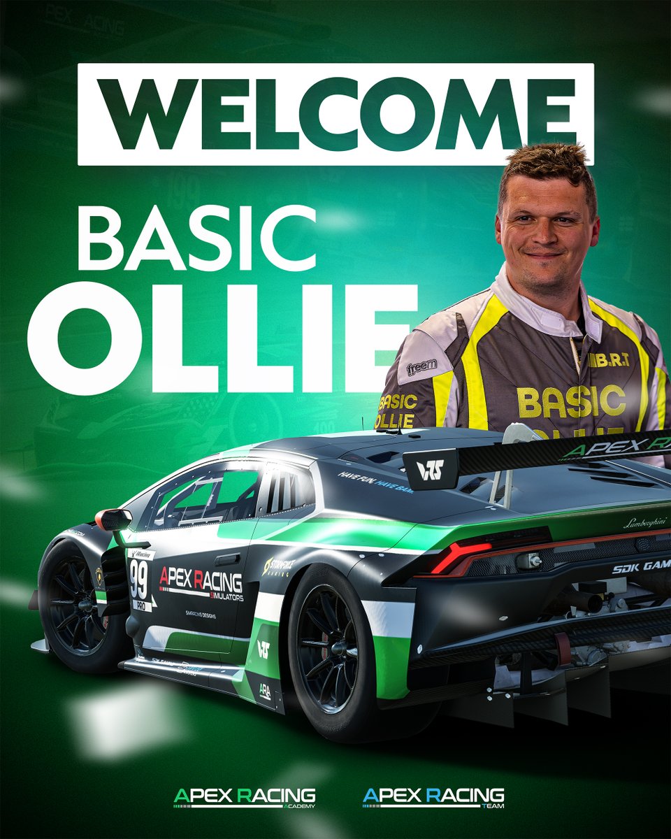 Apex Racing Academy (@apexracingac) on Twitter photo Delighted to welcome <a href="/Basic_Ollie/">Basic Ollie</a> into the Academy family as brand ambassador! π π₯ Delighted to welcome <a href="/Basic_Ollie/">Basic Ollie</a> into the Academy family as brand ambassador! π π₯