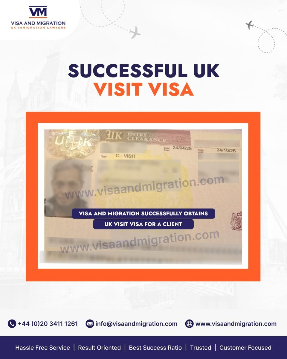 visamigrationuk's tweet photo. ✈️ Another happy client, another UK Visit Visa granted—because at Visa and Migration, we don’t just process applications, we deliver dreams.
#UKVisitVisa #VisaandMigration #VisaSuccessStory #VisaExperts #TravelToUK #VisaAndMigrationLtd https://t.co/WzoEsekGwf