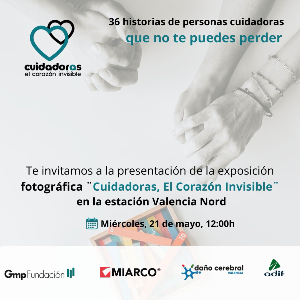Os invitamos a la inauguración de la exposición "Cuidadoras, El Corazón Invisible", exposición en la que han participado familias de nuestra Asociación. Una muestra fotográfica que rinde homenaje al papel de las personas cuidadoras. 
#DCA #DañoCerebral #exposición #fotografia