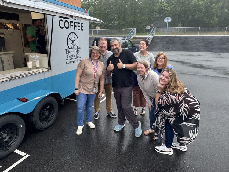 A coffee truck on this rainy morning was the best way to kick off Teacher Appreciation Week! Thank you, admin team! And thank you @riversedgecoffeeco for the delicious caffeine!