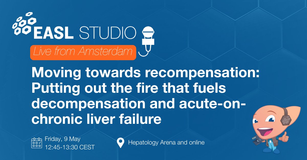 EASL Education (@easledu) on Twitter photo From systemic inflammation to portal hypertension, this episode will explore the drivers of decompensation and #ACLF.
📅Starting at 12:45 CEST
📍Onsite: Hepatology Arena
💻Online: : easl.eu/studio-at-easl…
@EASLNews <a href="/DebbieShawcros1/">Debbie Shawcross</a> <a href="/ReibergerThomas/">Thomas Reiberger</a> <a href="/ThomasBerg24/">Thomas Berg</a> <a href="/aelsharkawy75/">Ahmed Elsharkawy</a> From systemic inflammation to portal hypertension, this episode will explore the drivers of decompensation and #ACLF.
📅Starting at 12:45 CEST
📍Onsite: Hepatology Arena
💻Online: : easl.eu/studio-at-easl…
@EASLNews <a href="/DebbieShawcros1/">Debbie Shawcross</a> <a href="/ReibergerThomas/">Thomas Reiberger</a> <a href="/ThomasBerg24/">Thomas Berg</a> <a href="/aelsharkawy75/">Ahmed Elsharkawy</a>