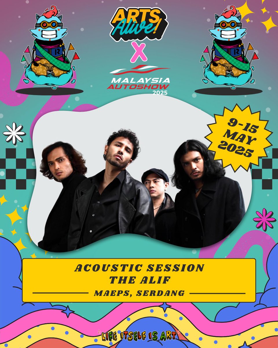 THE ALIF — LIVE AKUSTIK
ARTS ALIVE! x MALAYSIA AUTOSHOW 2025
10 MEI (12pm) | MAEPS, SERDANG

Guys ! jom layan akustik dengan kitaorang, kita lepak chill and sing a long sama sama ! ramai local act yang power power perfom, jumpa sana !

Ticket &amp; Details: <a href="/Rantaiart/">RANTAI ART</a>