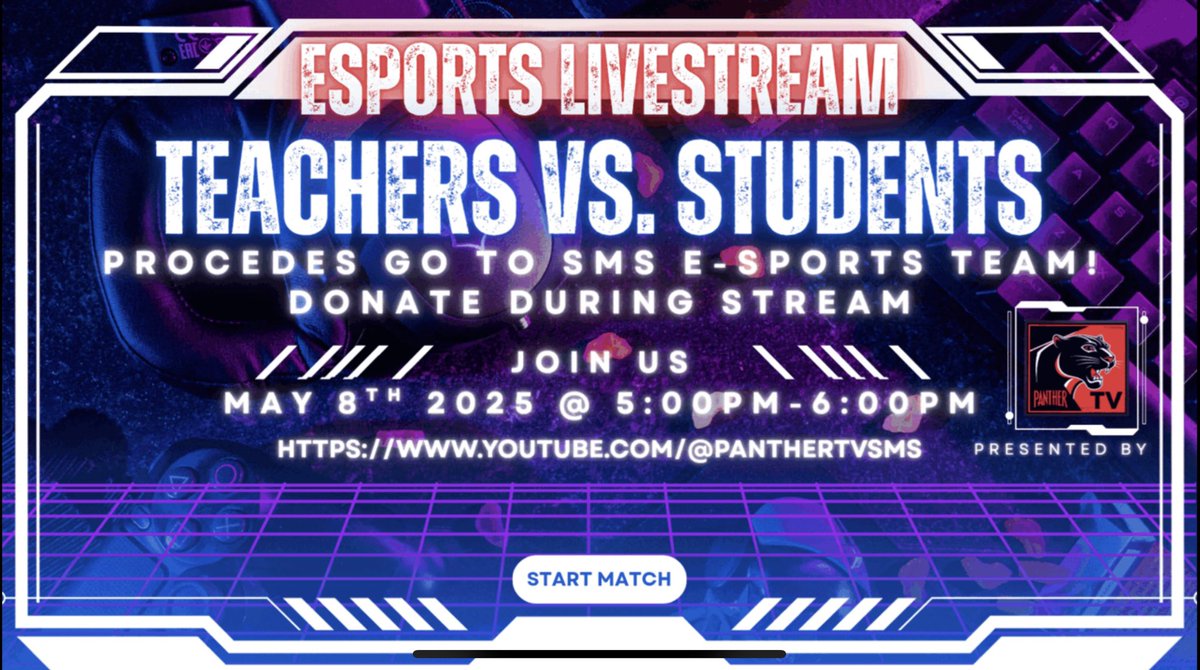 Help us raise money for our eSports team by donating during our livestream on May 8th! #GoPanthers