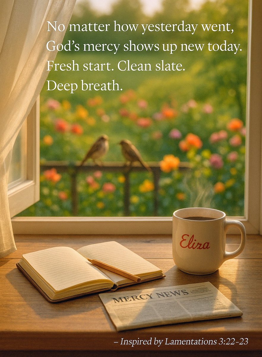 Happy Monday my X friends! 🥰 God’s mercy is fresh-brewed—even for heathen who reuse their grounds—sip it and start again! 🌞☕