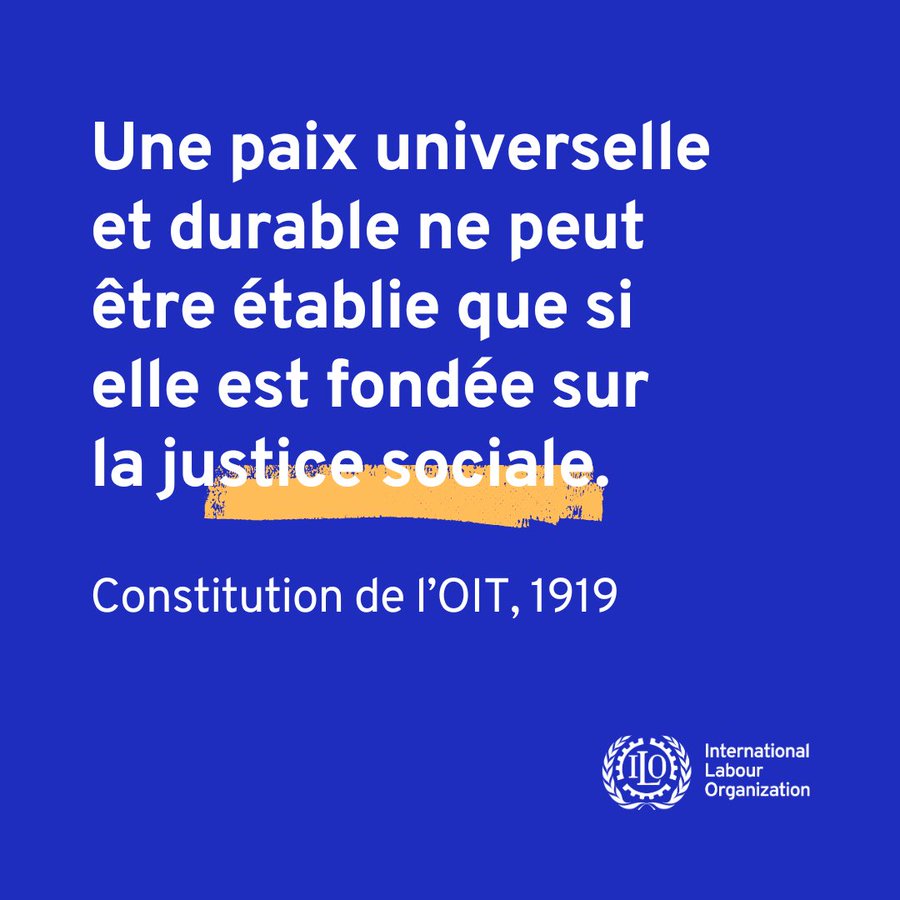 Organisation internationale du Travail (@oitinfo) on Twitter photo 🔵 #LeSaviezVous : La paix, c’est plus que l’absence de guerre. C’est un #travail décent, des droits protégés, une économie juste.
🔷 L’<a href="/OITinfo/">Organisation internationale du Travail</a> œuvre depuis 1919 pour cette vision.
👉 Et vous, comment contribuez-vous à la justice sociale ?
ℹ️ tinyurl.com/mtnmh7nh 🔵 #LeSaviezVous : La paix, c’est plus que l’absence de guerre. C’est un #travail décent, des droits protégés, une économie juste.
🔷 L’<a href="/OITinfo/">Organisation internationale du Travail</a> œuvre depuis 1919 pour cette vision.
👉 Et vous, comment contribuez-vous à la justice sociale ?
ℹ️ tinyurl.com/mtnmh7nh