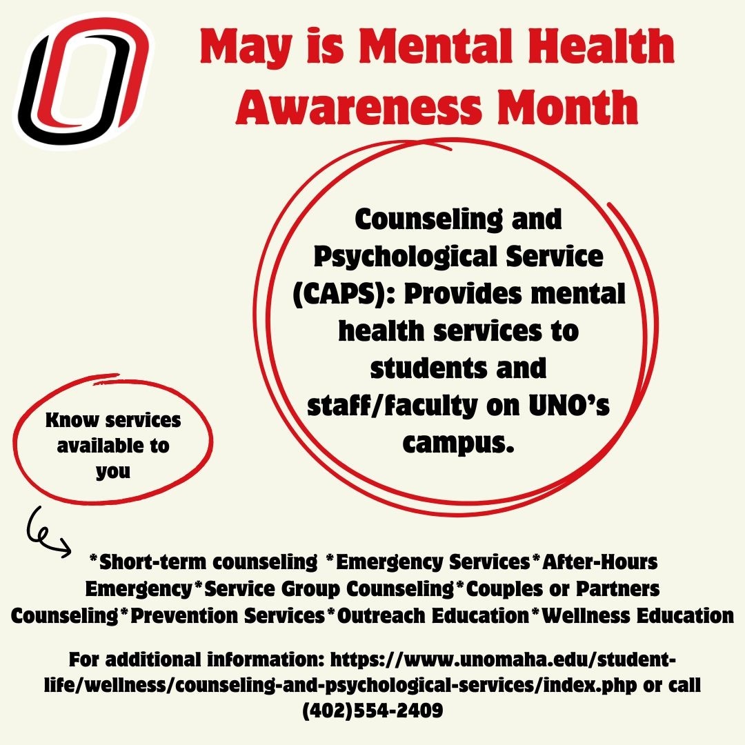 UNOSECD's tweet image. May is Mental Health Awareness Month! #educationmatters #mentalhealthawareness #mentalhealth @UNOSECD @SCEC_UNO @unonsslha @UNOCEHHS @UNOGradStudies @UNOmaha @UNOExpl @UNOAlumni