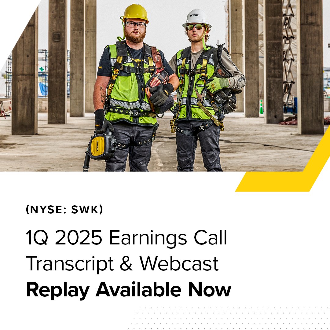 In case you missed us live. Stanley Black &amp; Decker’s 1Q 2025 Earnings Call Transcript and Webcast Replay are now available. Access them here &gt; sbdinc.me/3RKO2ur $SWK #ForThoseWhoMakeTheWorld