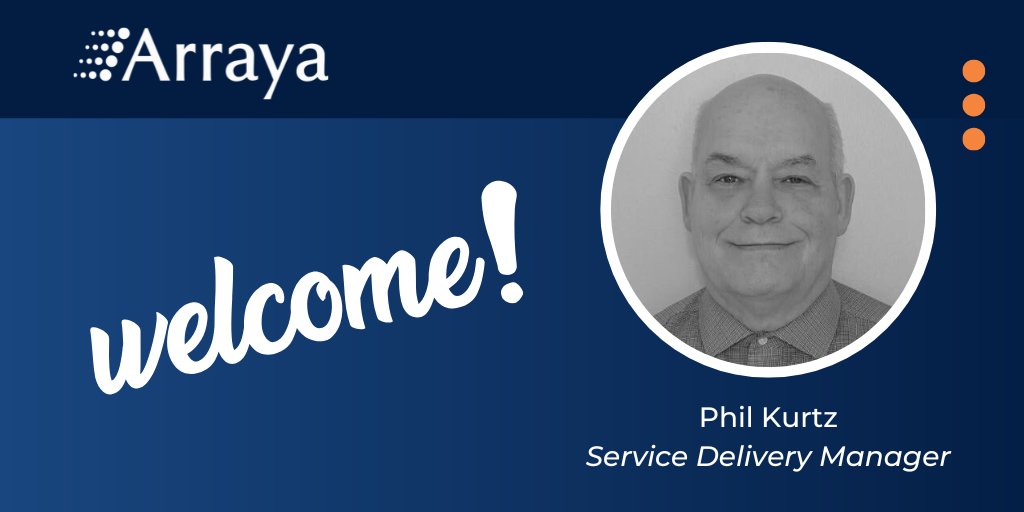 ArrayaSolutions's tweet image. Please join us in welcoming Phil Kurtz to the Arraya Solutions team! We're excited to have him on board.
Welcome, Phil!
#ArrayaSolutions #ArrayaAllstars #TechTalent