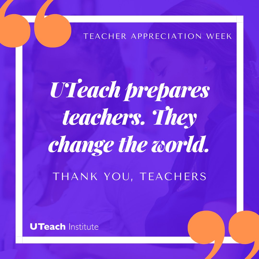 UTeach prepares teachers. They change the world. 🌍 To every teacher who inspires, supports, and empowers—thank you. We’re celebrating you this #TeacherAppreciation week and always. 🧡 #UTeach #ThankYouTeachers