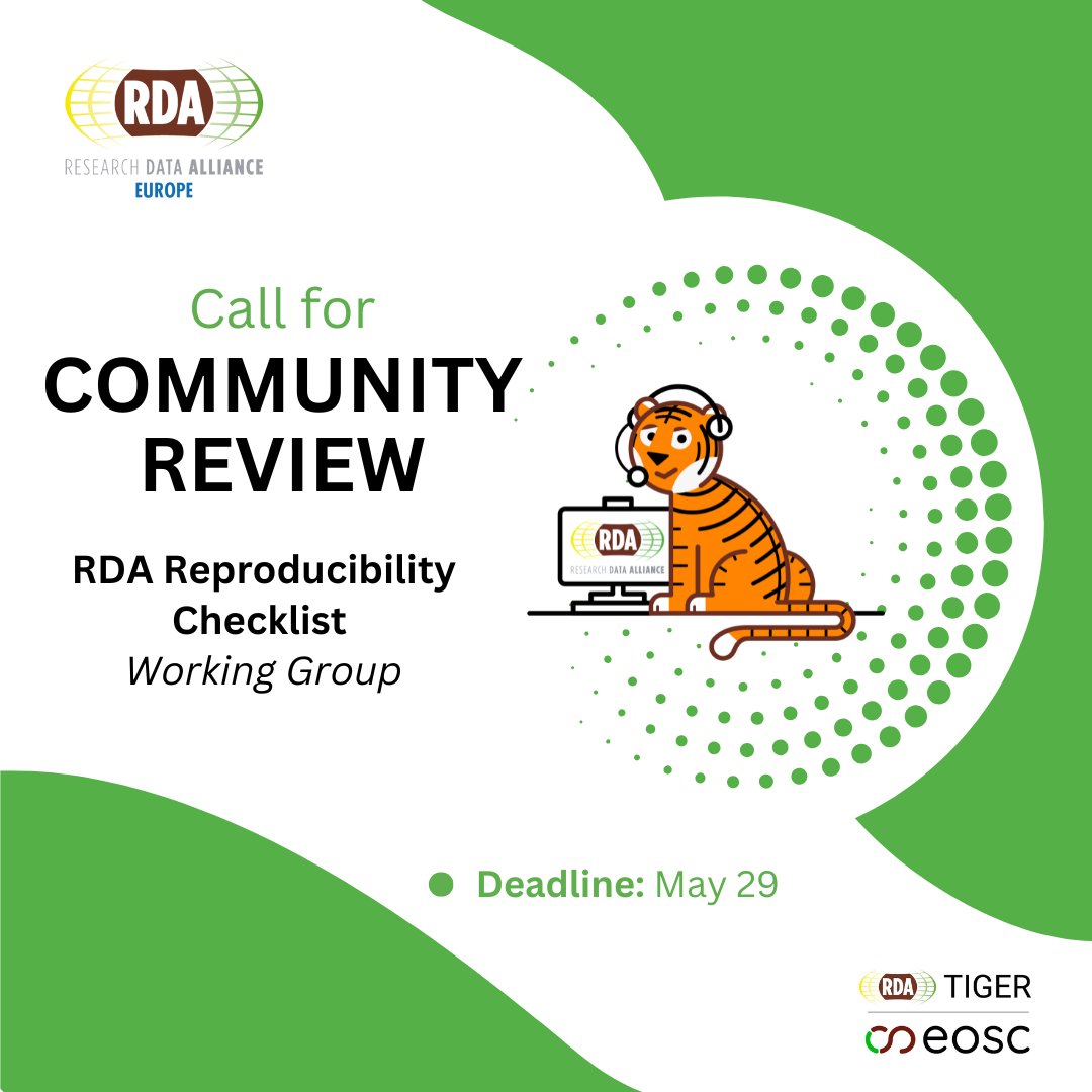 RDA_Europe's tweet image. ✔️New TIGER-supported Working Group in Community Review

The RDA Reproducibility Checklist Working Group will promote reliable and transparent research by providing a standardised framework to assess and document reproducibility.

Deadline: 29th May. 

🔗ow.ly/wOiY50VLU0v