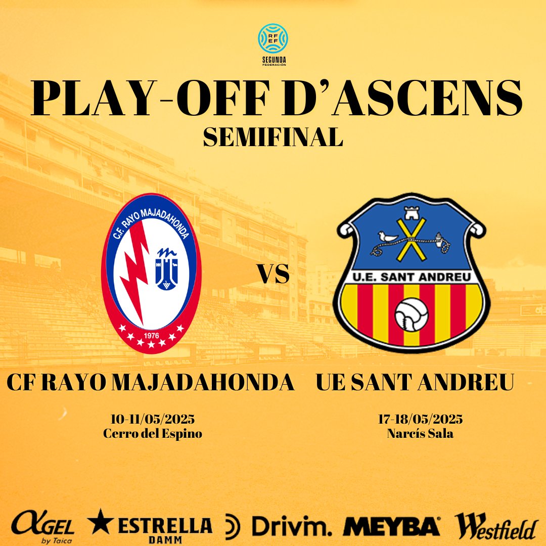 uesantandreu's tweet photo. ‼️ El @RMajadahonda serà el nostre rival a la semifinal del play-off d'ascens a Primera RFEF.

🔜 Aviat es confirmarà el dia, l'horari i la venda d'entrades, tant pel partit d'anada com per a la tornada al Narcís Sala, així com l'opció de desplaçament per a l'afició. https://t.co/TMTDALyB1o