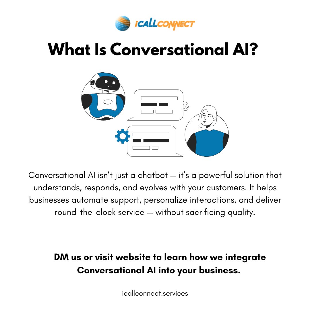 iCallConnect_'s tweet photo. ๐ค What Is Conversational AI?
From instant support to 24/7 engagement โ AI is changing the game.
#iCallConnect #conversations #SmartNews #FutureOfFinance #Tech #TechTrends #AIillust #digitalart #SmartBoom #FuturesTrading #Automation #startup #BusinessGrowth #cxny #TrendingNow https://t.co/G4h5WTUsD7