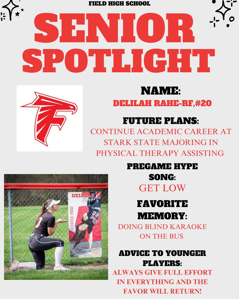 Senior Spotlight for Delilah Rahe🥎