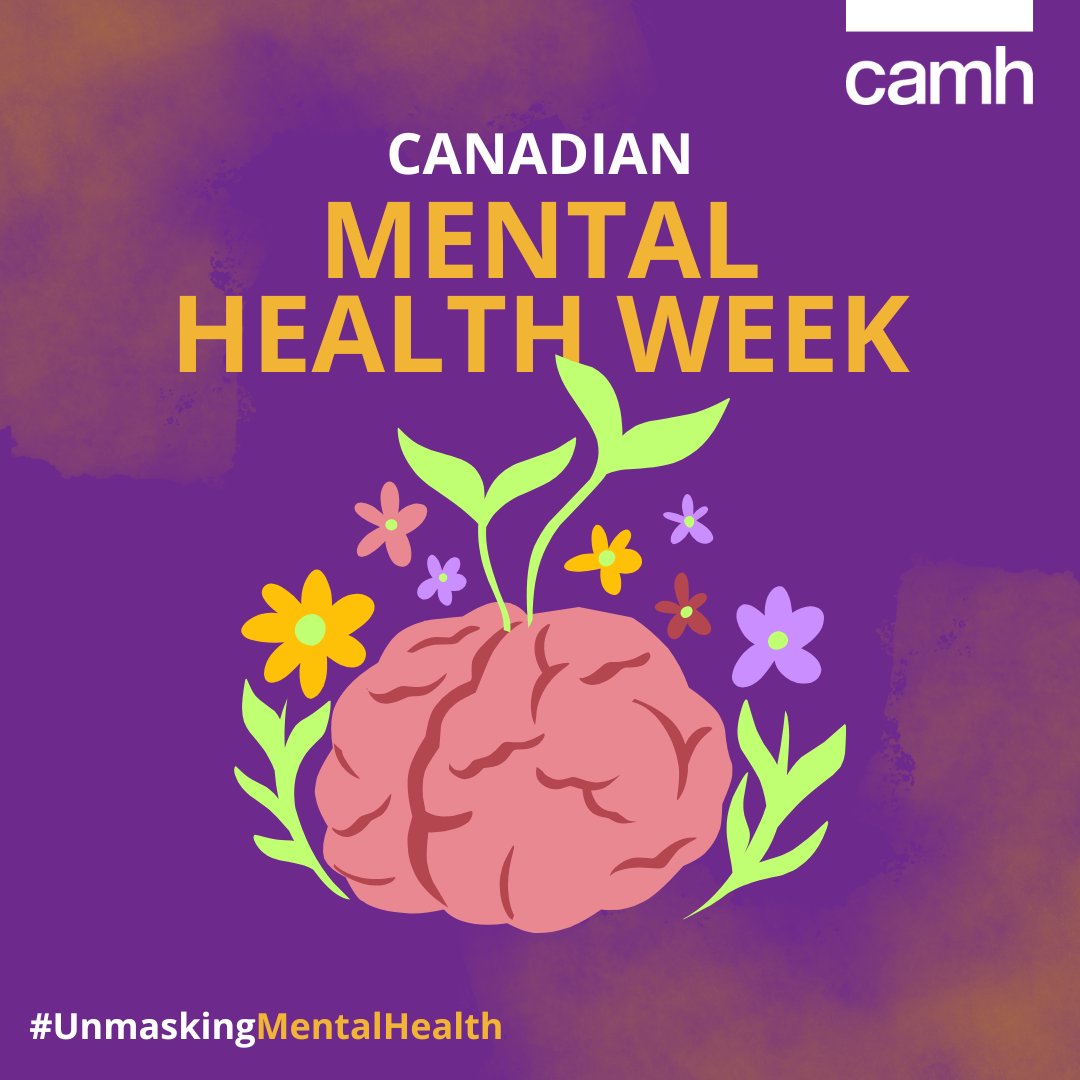 It’s #MentalHealthWeek!

Living with mental health or addiction challenges is hard enough; masking them for fear of stigma makes it harder.

This week, we'll share CAMH resources &amp; initiatives shaped by people’s lived experience of mental health+addiction.

#UnmaskingMentalHealth