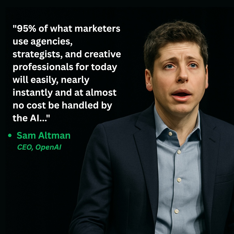 Future of Marketing Institute (@thefuturemktg) on Twitter photo According to Sam Altman, Artificial General Intelligence (AGI) will be able to take over most key functions in marketing.
Will you be part of the 5% who keep their jobs?
#openai #marketing #tech #ai <a href="/sama/">Sam Altman</a> According to Sam Altman, Artificial General Intelligence (AGI) will be able to take over most key functions in marketing.
Will you be part of the 5% who keep their jobs?
#openai #marketing #tech #ai <a href="/sama/">Sam Altman</a>