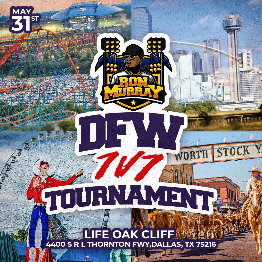 The Best in the Metroplex will be at the 1st Ron Murray DFW 7v7 Tournament ‼️

🗓️ Saturday, May 31
📍Life Oak Cliff - Dallas, TX
⌚️10a Start
💲$1,000 Team Donation for Winner 🏆 

🗣️THE BIGGEST‼️

DM for Sponsorship Opportunities. 
📸 Media tap in for coverage. 

#dfw #txhsfb