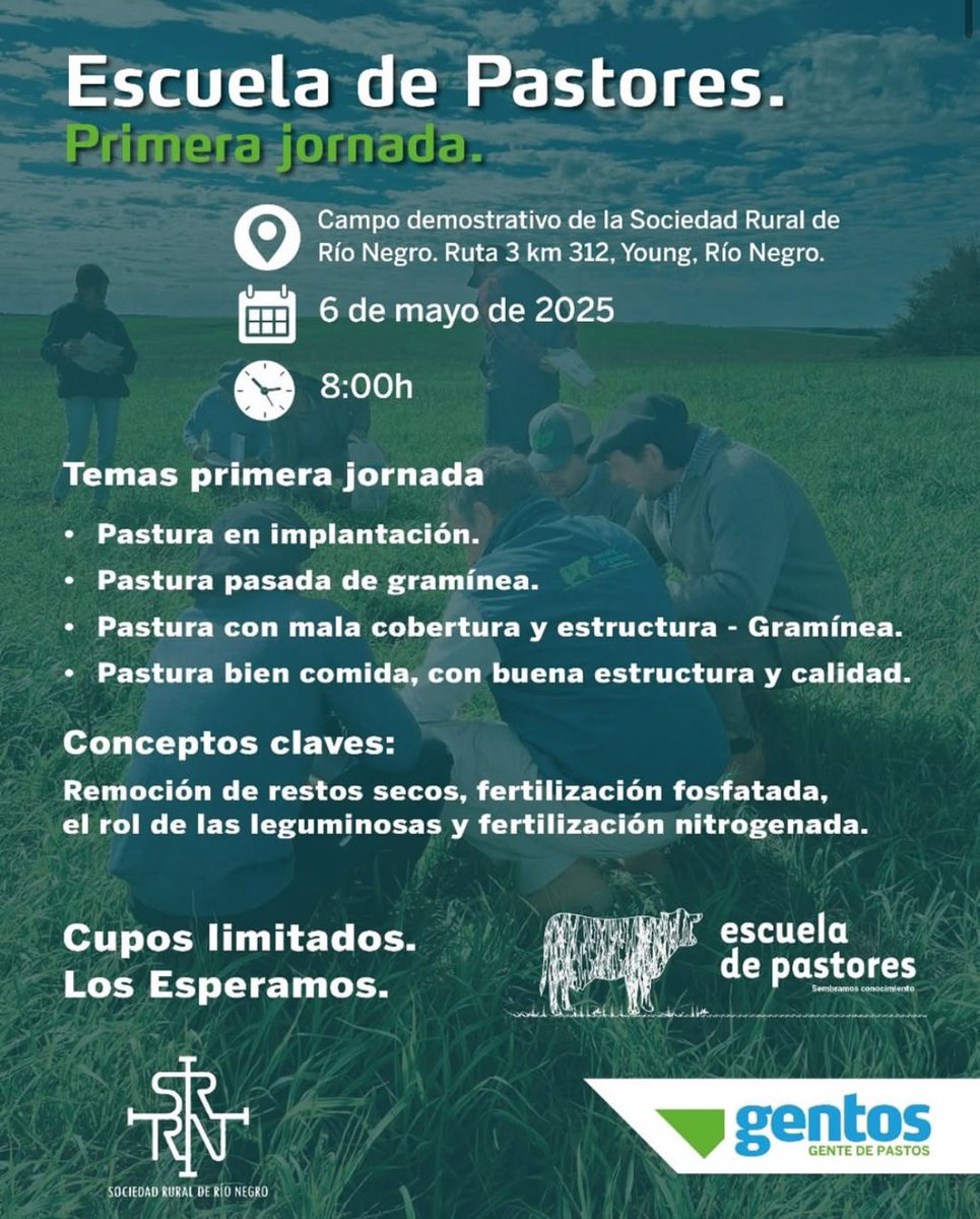 ¡Mañana! Comienza la “Escuela de Pastores” de <a href="/GentosUy/">Gentos Uruguay</a> 
🕣8 A.M.
📍Ruta 3, km 312. <a href="/cca_uy/">Centro de Capacitación Agropecuaria</a> 
¡Los esperamos!