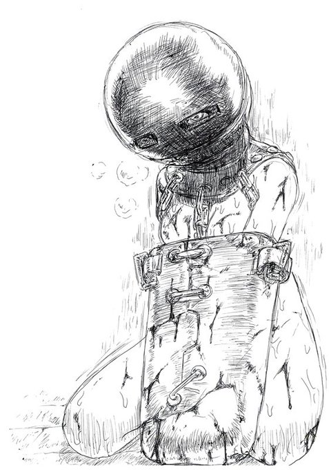【連作·鉄仮面囚人(その2/4)】
さっきの続き。人格否定された子はこんな姿のまま凌辱の限りを尽くされることに。
お前らの血は何色だーッ
#ボールペン画 