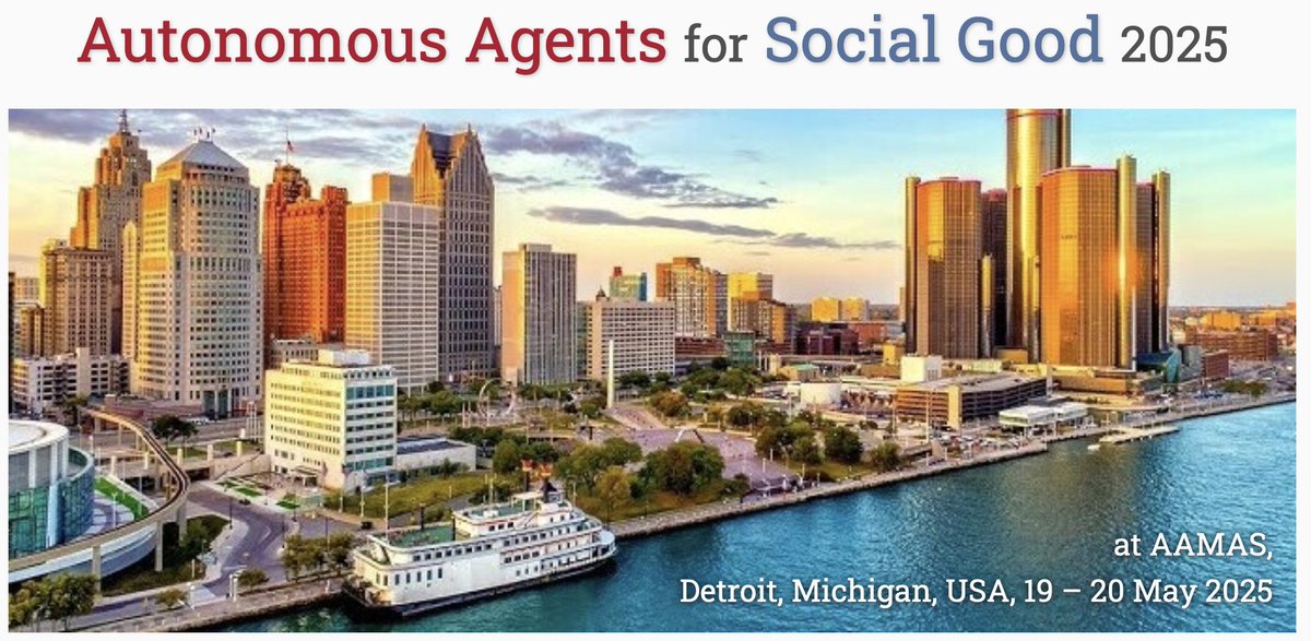 MichiganAI (@michigan_ai) on Twitter photo 📌Thrilled to announce that Profs. <a href="/_arodriguezca/">Alexander Rodríguez</a> and <a href="/BondiElizabeth/">Elizabeth (Liz) Bondi-Kelly</a> will give keynote talks at the upcoming Autonomous Agents for Social Good (#aasg2025) workshop <a href="/AAMASconf/">The AAMAS Conference</a>!
More details: panosd.eu/aasg2025/ 📌Thrilled to announce that Profs. <a href="/_arodriguezca/">Alexander Rodríguez</a> and <a href="/BondiElizabeth/">Elizabeth (Liz) Bondi-Kelly</a> will give keynote talks at the upcoming Autonomous Agents for Social Good (#aasg2025) workshop <a href="/AAMASconf/">The AAMAS Conference</a>!
More details: panosd.eu/aasg2025/