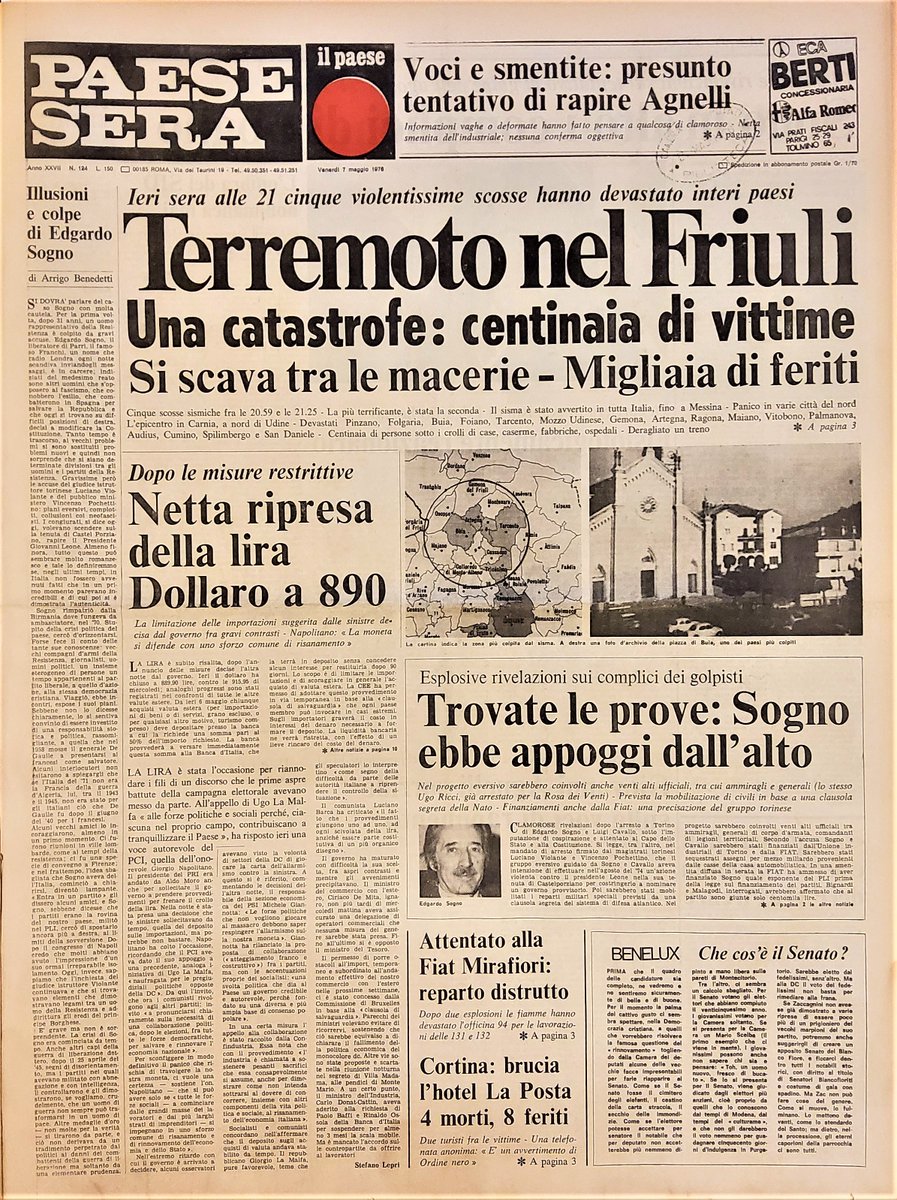 Montecitorio's tweet image. #6maggio 1976: un sisma di 6.5 Richter colpisce il #Friuli; oltre cento i paesi colpiti, quasi mille le vittime. "...si cerca ancora sotto le macerie, l'incubo del sisma non è finito. E tuttavia dobbiamo pensare al domani". Sandro Pertini, 19 Maggio, Aula di Montecitorio