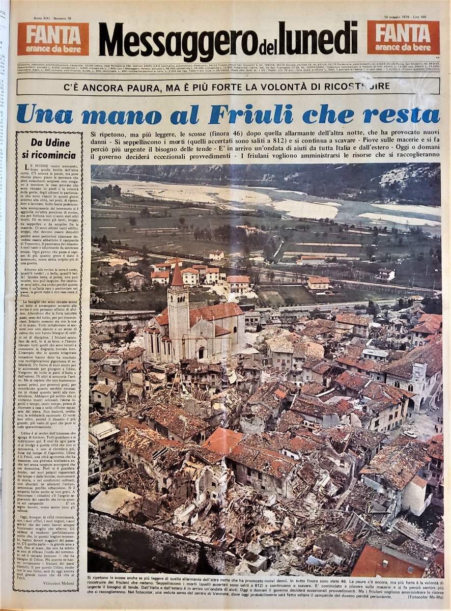 Montecitorio's tweet image. #6maggio 1976: un sisma di 6.5 Richter colpisce il #Friuli; oltre cento i paesi colpiti, quasi mille le vittime. "...si cerca ancora sotto le macerie, l'incubo del sisma non è finito. E tuttavia dobbiamo pensare al domani". Sandro Pertini, 19 Maggio, Aula di Montecitorio